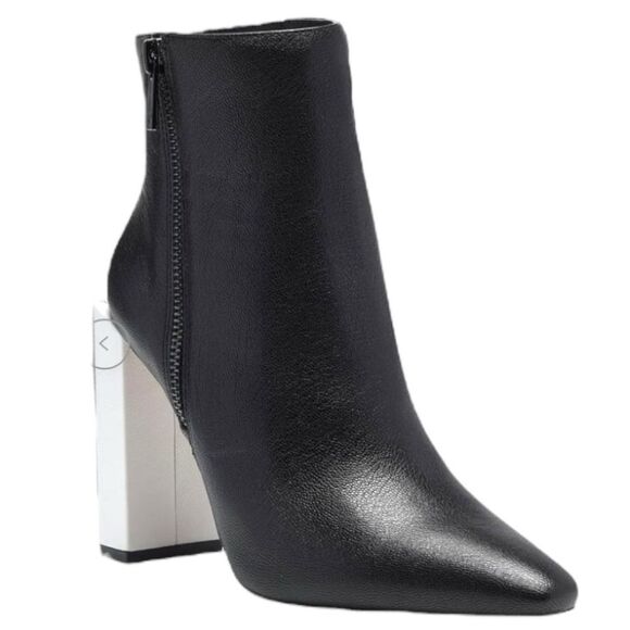 Jessica Simpson Womens Timea Zipper Heels Ankle Boots8.5 Medium Black& white - Picture 2 of 5